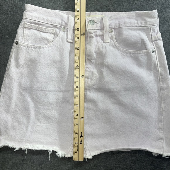 Madewell Denim Frisco Mini Skirt size‎ 26 Lunar Wash Oatmeal Raw Hem A Line A - Picture 3 of 8
